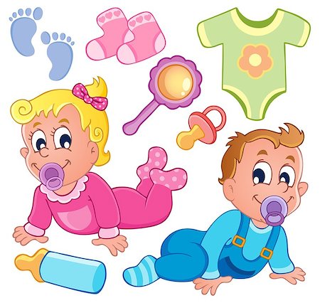 Babies theme collection 2 - vector illustration. Stock Photo - Budget Royalty-Free & Subscription, Code: 400-06531201