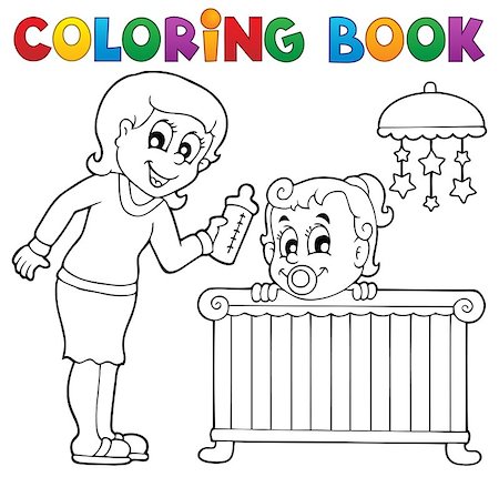 Coloring book baby theme image 1 - vector illustration. Stock Photo - Budget Royalty-Free & Subscription, Code: 400-06531225