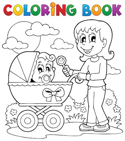 Coloring book baby theme image 2 - vector illustration. Stock Photo - Budget Royalty-Free & Subscription, Code: 400-06531226