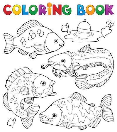 simsearch:400-06519489,k - Coloring book freshwater fishes 1 - vector illustration. Stock Photo - Budget Royalty-Free & Subscription, Code: 400-06531227