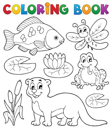 simsearch:400-06519489,k - Coloring book river fauna image 1 - vector illustration. Stock Photo - Budget Royalty-Free & Subscription, Code: 400-06531230