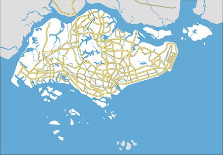 simsearch:400-09051583,k - Layered vector illustration map of Singapore. Photographie de stock - Aubaine LD & Abonnement, Code: 400-06554207