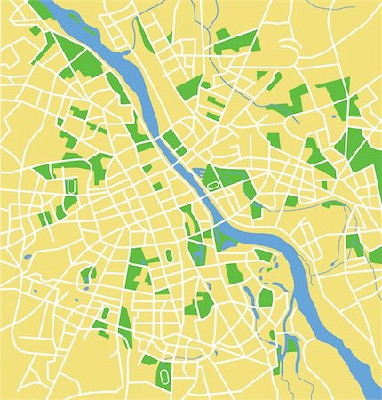 Layered vector illustration map of Warsaw. Stock Photo - Budget Royalty-Free & Subscription, Code: 400-06554215