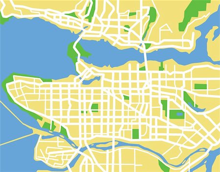 small town downtown canada - Layered vector illustration map of Vancouver. Stock Photo - Budget Royalty-Free & Subscription, Code: 400-06554213