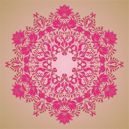 embroidery drawing flower image - Ornate round lace pattern, circle background with floral details. Vintage lace ornament. Stock Photo - Budget Royalty-Free & Subscription, Code: 400-06554321