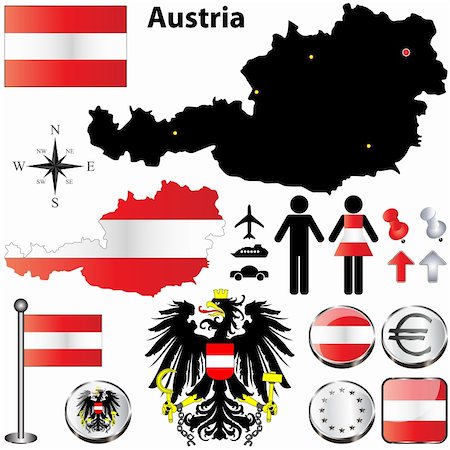 simsearch:400-07249246,k - Vector set of Austria country shape with flags, buttons and icons isolated on white background Photographie de stock - Aubaine LD & Abonnement, Code: 400-06554372