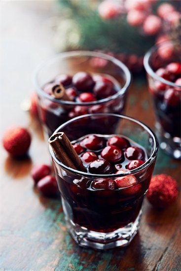 Mulled wine with cranberries and cinnamon for christmas Stock Photo - Royalty-Free, Artist: barol16, Image code: 400-06554433