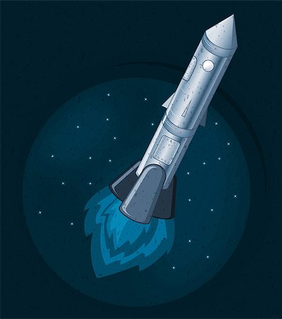painting a ship - rocket in space flying on a background of the starry sky Stock Photo - Budget Royalty-Free & Subscription, Code: 400-06554597