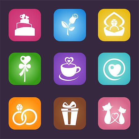 Vector illustration of love icon set on dark background Stock Photo - Budget Royalty-Free & Subscription, Code: 400-06554798