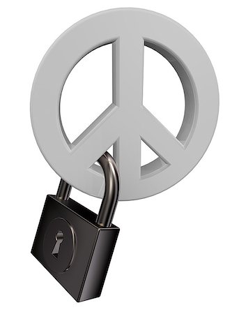 simsearch:400-06419591,k - peace symbol and padlock on white background - 3d illustration Stock Photo - Budget Royalty-Free & Subscription, Code: 400-06554967