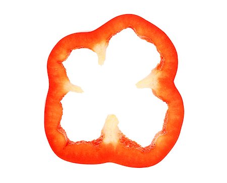 simsearch:400-06092107,k - Slice of red bell pepper isolated on white background Fotografie stock - Microstock e Abbonamento, Codice: 400-06555000