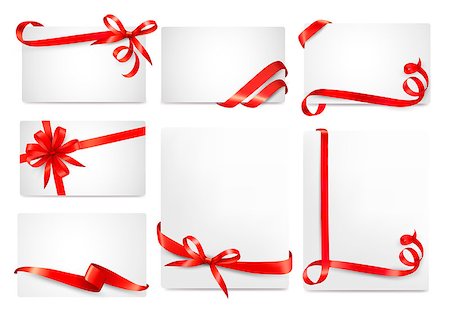 red ribbon vector - Set of beautiful cards with red gift bows with ribbons Vector Stock Photo - Budget Royalty-Free & Subscription, Code: 400-06555050