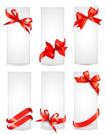 red ribbon vector - Set of beautiful cards with red gift bows with ribbons Vector Stock Photo - Budget Royalty-Free & Subscription, Code: 400-06555052