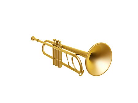 simsearch:400-07816696,k - golden trumpet isolated on white background Foto de stock - Super Valor sin royalties y Suscripción, Código: 400-06555095