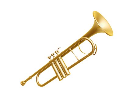 simsearch:400-06328893,k - golden trumpet isolated on white background Foto de stock - Super Valor sin royalties y Suscripción, Código: 400-06555097