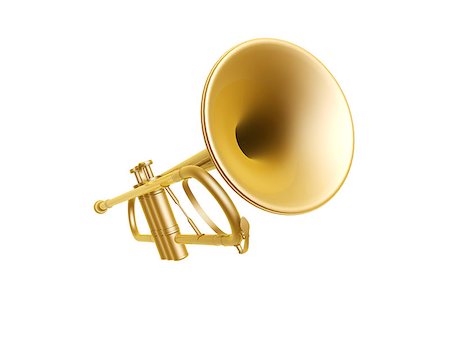 simsearch:400-06328893,k - golden trumpet isolated on white background Foto de stock - Super Valor sin royalties y Suscripción, Código: 400-06555099