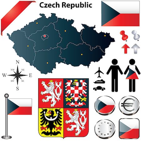 simsearch:400-07249246,k - Vector set of Czech Republic country shape with flags, buttons and icons isolated on white background Photographie de stock - Aubaine LD & Abonnement, Code: 400-06555119