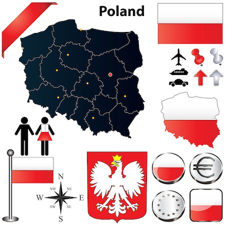 simsearch:400-07249246,k - Vector set of Poland country shape with flags, buttons and icons isolated on white background Photographie de stock - Aubaine LD & Abonnement, Code: 400-06555124