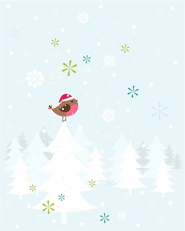 red robin - robin christmas bird with santa hat Stock Photo - Budget Royalty-Free & Subscription, Code: 400-06555187