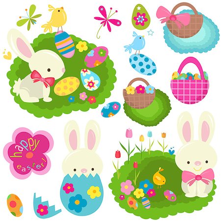 easter rabbit vector - happy easter set Stock Photo - Budget Royalty-Free & Subscription, Code: 400-06555193