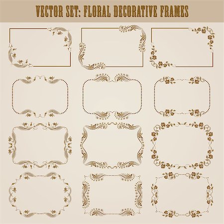 simsearch:400-05911971,k - Vector set of decorative ornate border and frame with floral elements for invitations. Page decoration. Stock Photo - Budget Royalty-Free & Subscription, Code: 400-06555295