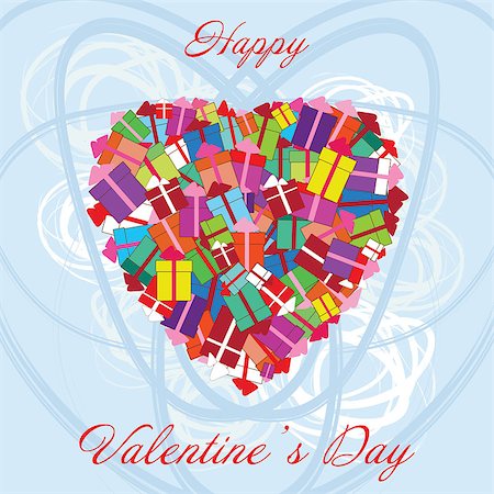 Heart of Valentine's Day gifts on a blue abstract background Foto de stock - Royalty-Free Super Valor e Assinatura, Número: 400-06555392