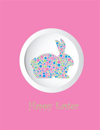 simsearch:400-06630484,k - Easter Bunny Rabbit Silhouette in Pastel Colors Polka Dots Greeting Card Illustration Isolated on White Background Stock Photo - Budget Royalty-Free & Subscription, Code: 400-06555533