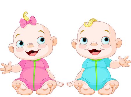 A cute baby girl and baby boy smiling Stock Photo - Budget Royalty-Free & Subscription, Code: 400-06555648