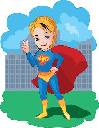Super Boy with victory symbol vector illustration Stock Photo - Budget Royalty-Free & Subscription, Code: 400-06555689