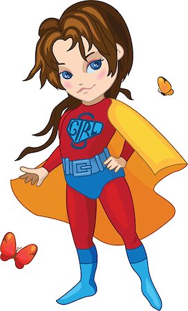 simsearch:400-06759907,k - Super Girl with butterflies vector illustration Stock Photo - Budget Royalty-Free & Subscription, Code: 400-06555691