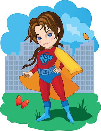 simsearch:400-06759907,k - Super Girl with butterflies vector illustration Stock Photo - Budget Royalty-Free & Subscription, Code: 400-06555692