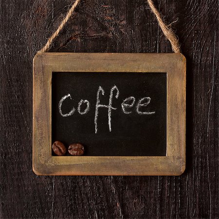 Vintage chalk blackboard on old wood background and coffee beans. Stock Photo - Budget Royalty-Free & Subscription, Code: 400-06556143