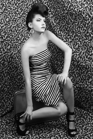 Beautiful High Fashion Woman With Stripes Fotografie stock - Microstock e Abbonamento, Codice: 400-06556152