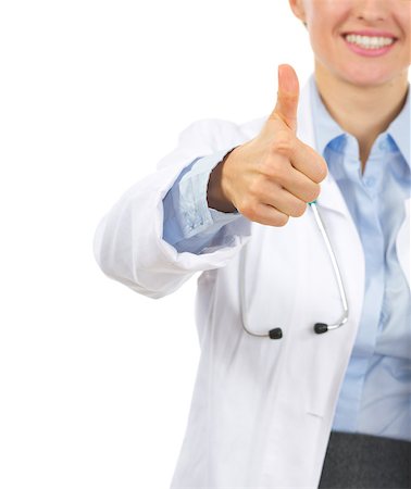 Closeup on smiling medical doctor woman showing thumbs up Stock Photo - Budget Royalty-Free & Subscription, Code: 400-06556207