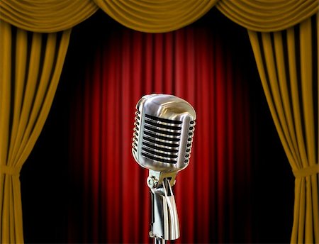 Retro microphone and curtains Stock Photo - Budget Royalty-Free & Subscription, Code: 400-06556324