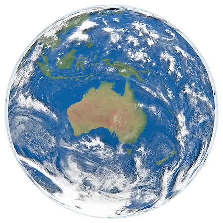 Detailed model of Earth with clouds and atmosphere isolated on white background facing Australia. Elements of this image furnished by NASA Foto de stock - Super Valor sin royalties y Suscripción, Código: 400-06556465