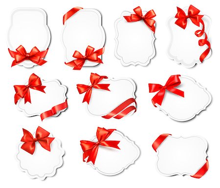 red ribbon vector - Set of beautiful cards with red gift bows with ribbons Vector Stock Photo - Budget Royalty-Free & Subscription, Code: 400-06556571