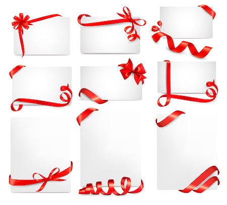 red ribbon vector - Set of beautiful cards with red gift bows with ribbons Vector Stock Photo - Budget Royalty-Free & Subscription, Code: 400-06556633