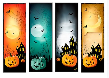 Four Halloween banners Vector Foto de stock - Super Valor sin royalties y Suscripción, Código: 400-06556673