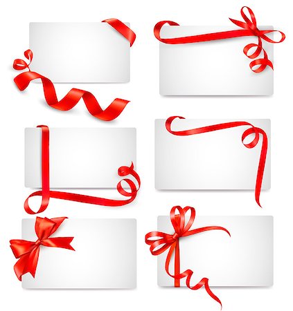 red ribbon vector - Set of beautiful cards with red gift bows with ribbons Vector Stock Photo - Budget Royalty-Free & Subscription, Code: 400-06556682