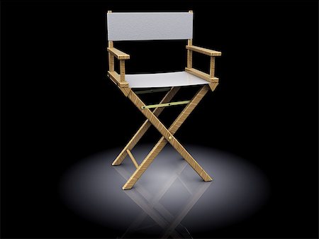 entertainment industry concepts - 3d illustration of director chair, white color, over black background Stock Photo - Budget Royalty-Free & Subscription, Code: 400-06556810