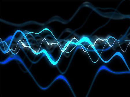 power glowing blue - 3d illustration of glowing electric waves over black background Stock Photo - Budget Royalty-Free & Subscription, Code: 400-06556835