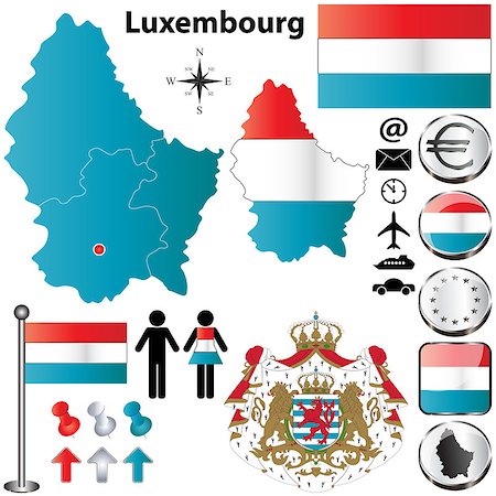 simsearch:400-07249246,k - Vector set of Luxembourg country shape with flags, buttons and icons isolated on white background Photographie de stock - Aubaine LD & Abonnement, Code: 400-06556871