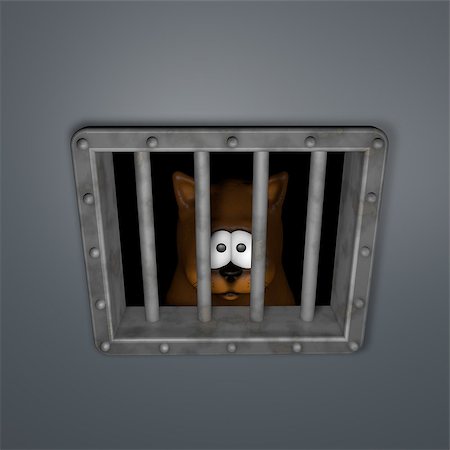 simsearch:400-06393261,k - sad cartoon cat behind riveted metal prison window - 3d illustration Photographie de stock - Aubaine LD & Abonnement, Code: 400-06557218