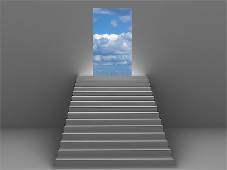 doors of dream - 3d ladder going to sky for success Stock Photo - Budget Royalty-Free & Subscription, Code: 400-06557379