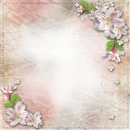 simsearch:400-06557550,k - Vintage background with frame and flowers for congratulations and invitations Stock Photo - Budget Royalty-Free & Subscription, Code: 400-06557550