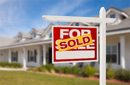 simsearch:400-03937070,k - For Sale Sold Real Estate Sign and New House. Stock Photo - Budget Royalty-Free & Subscription, Code: 400-06557663