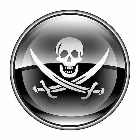 pirate dead - Pirate icon black, isolated on white background. Stock Photo - Budget Royalty-Free & Subscription, Code: 400-06557877