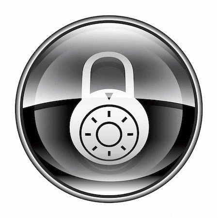 silver gate - Lock off, icon black, isolated on white background. Stock Photo - Budget Royalty-Free & Subscription, Code: 400-06557895