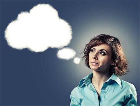dreaming cloud girl - Cloud of thoughts from a head of the beautiful girl Stock Photo - Budget Royalty-Free & Subscription, Code: 400-06558087